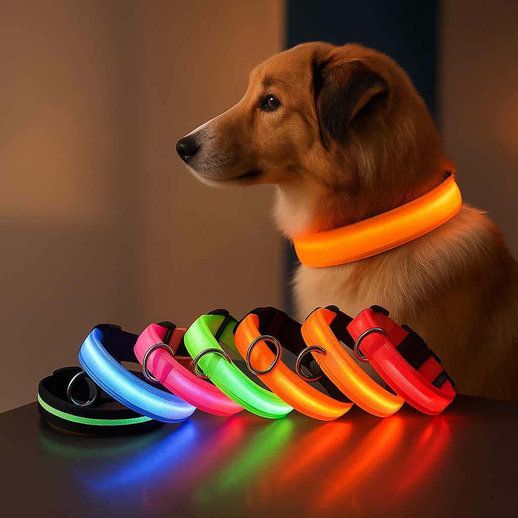 LED Light-Up Dog Collar with dog