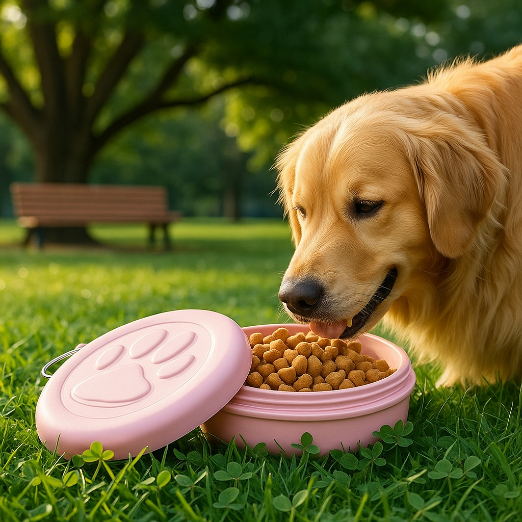 Travel Pet Food & Water Bottle with dog